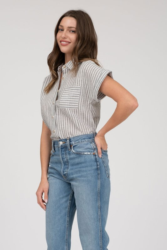 Lyra Stripped Button Down Top