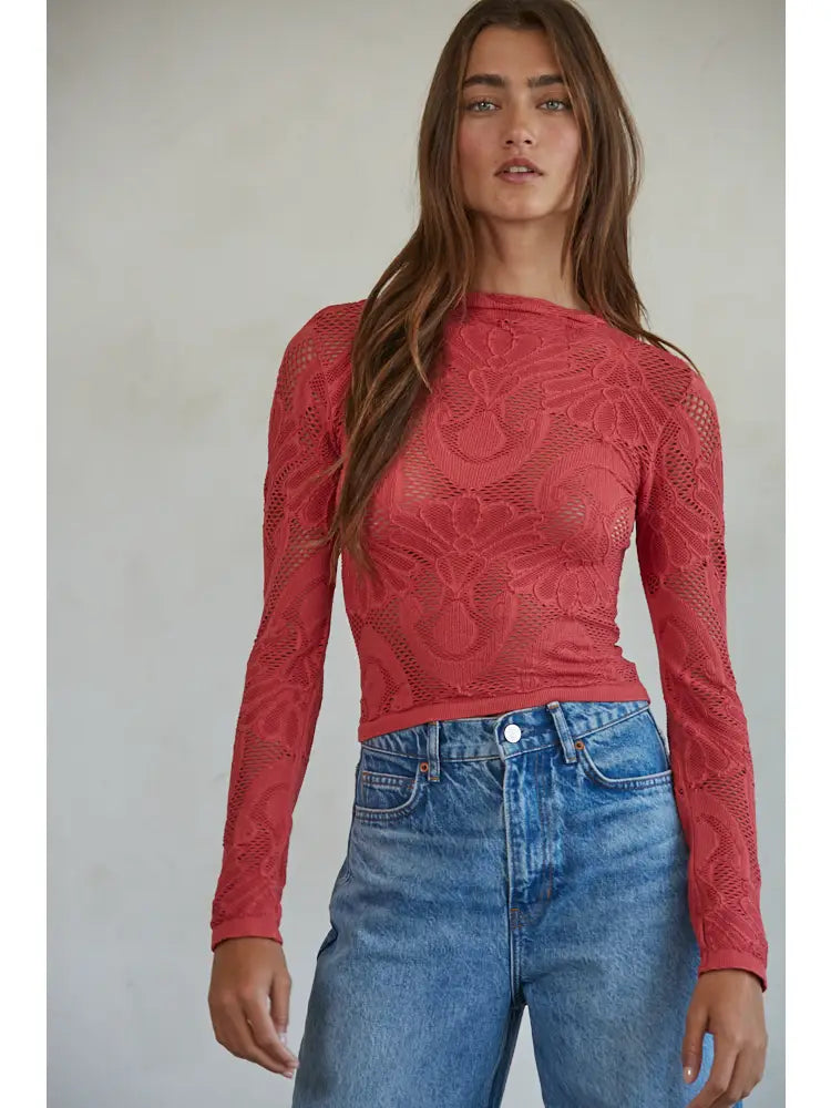 Faye Floral Mock Neck