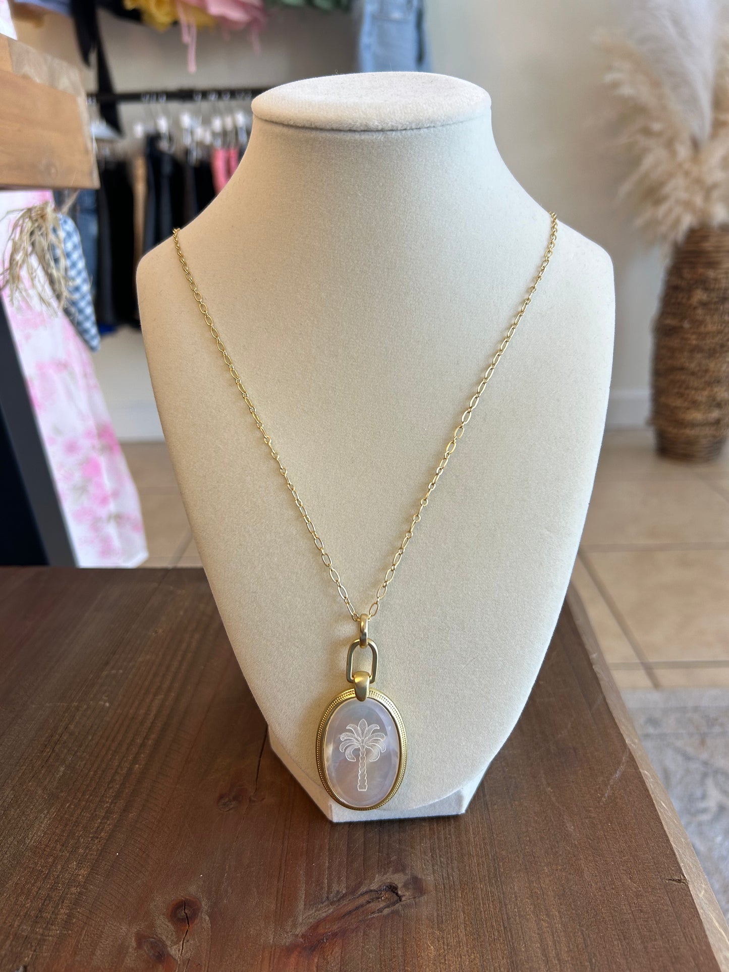 Palmetto Tree Necklace 32" Mother-of-Pearl