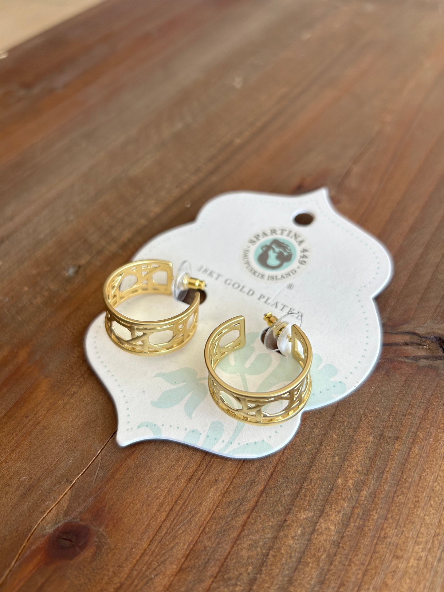 Cane Midi Hoop Earrings Gold