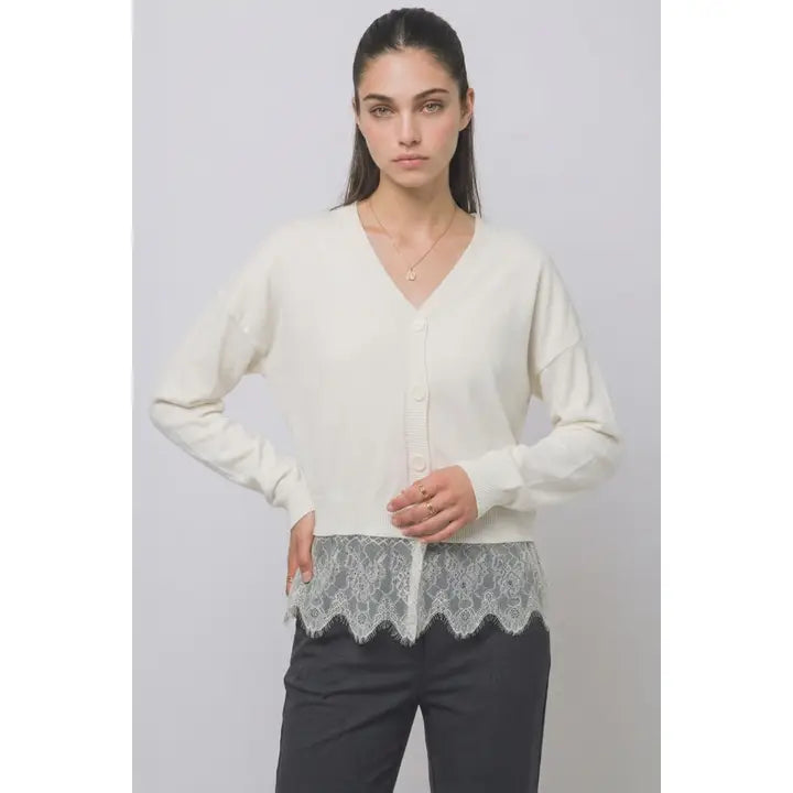 Lace Trim Luxe Cardigan