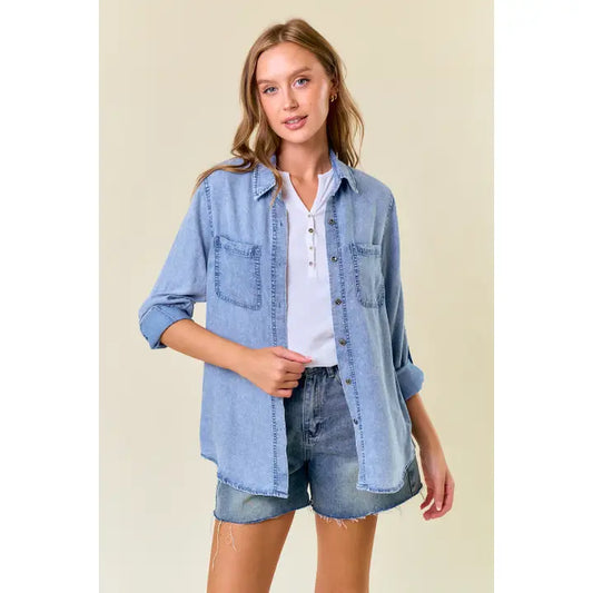Chrissy's Chambray Top