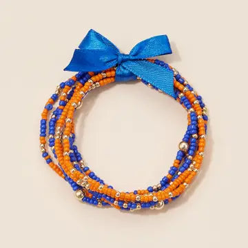 Blue And Orange Beaded Bracelet