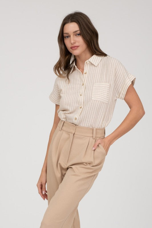 Lyra Stripped Button Down Top