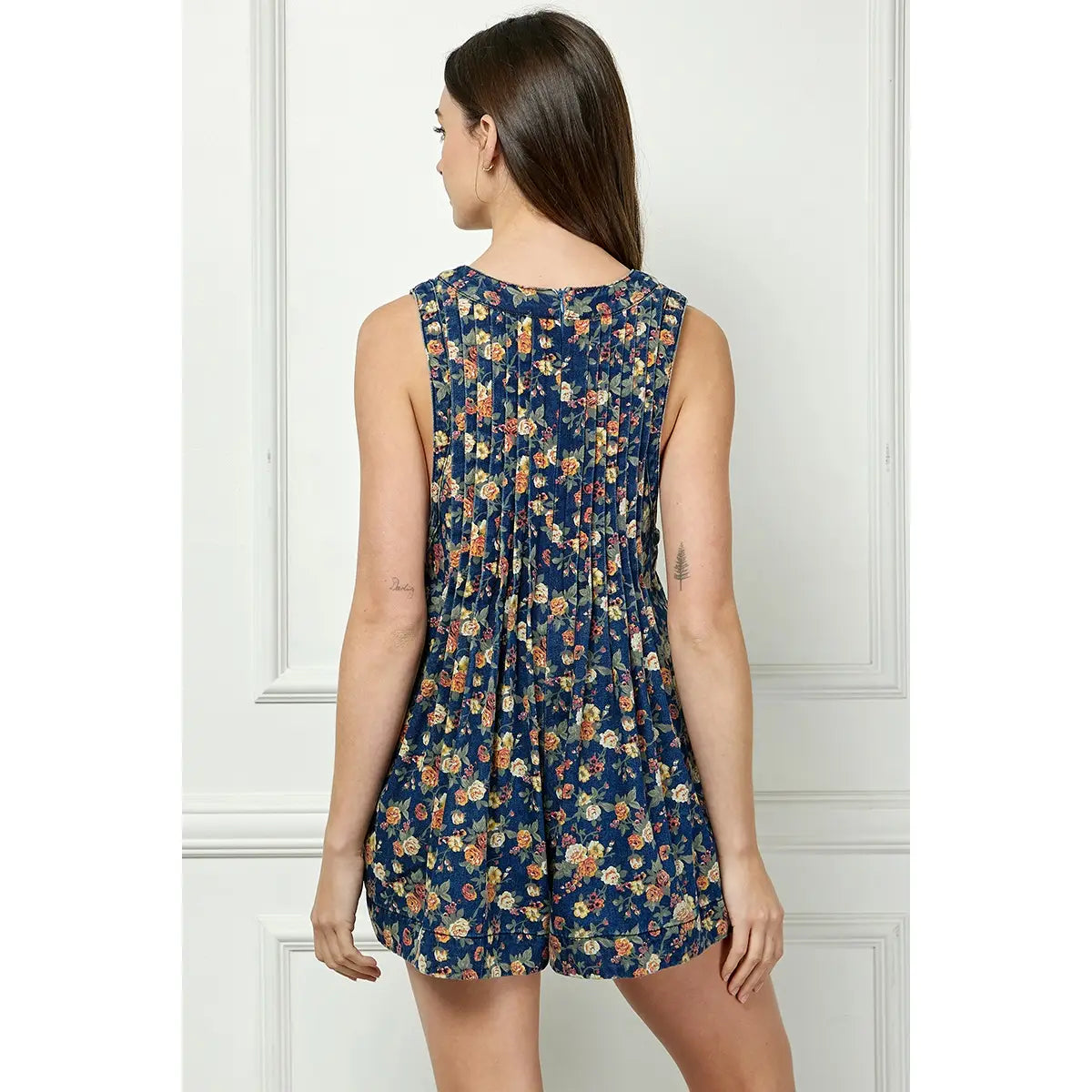 Evie Denim Floral Romper