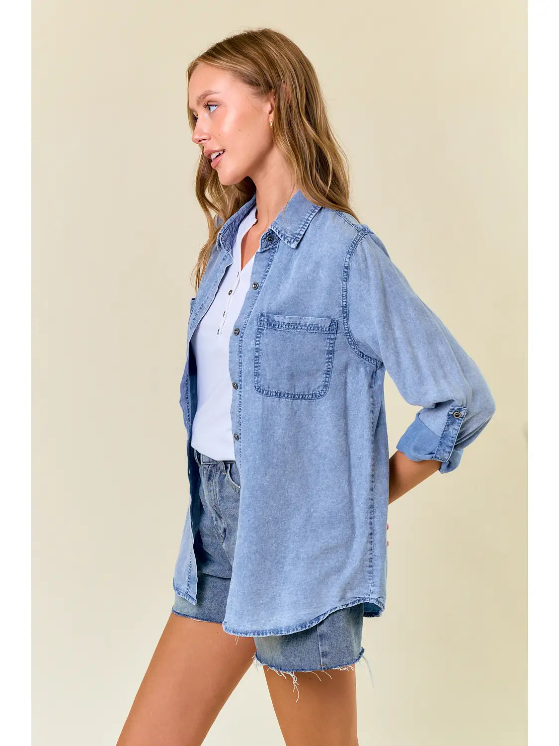 Chrissy's Chambray Top