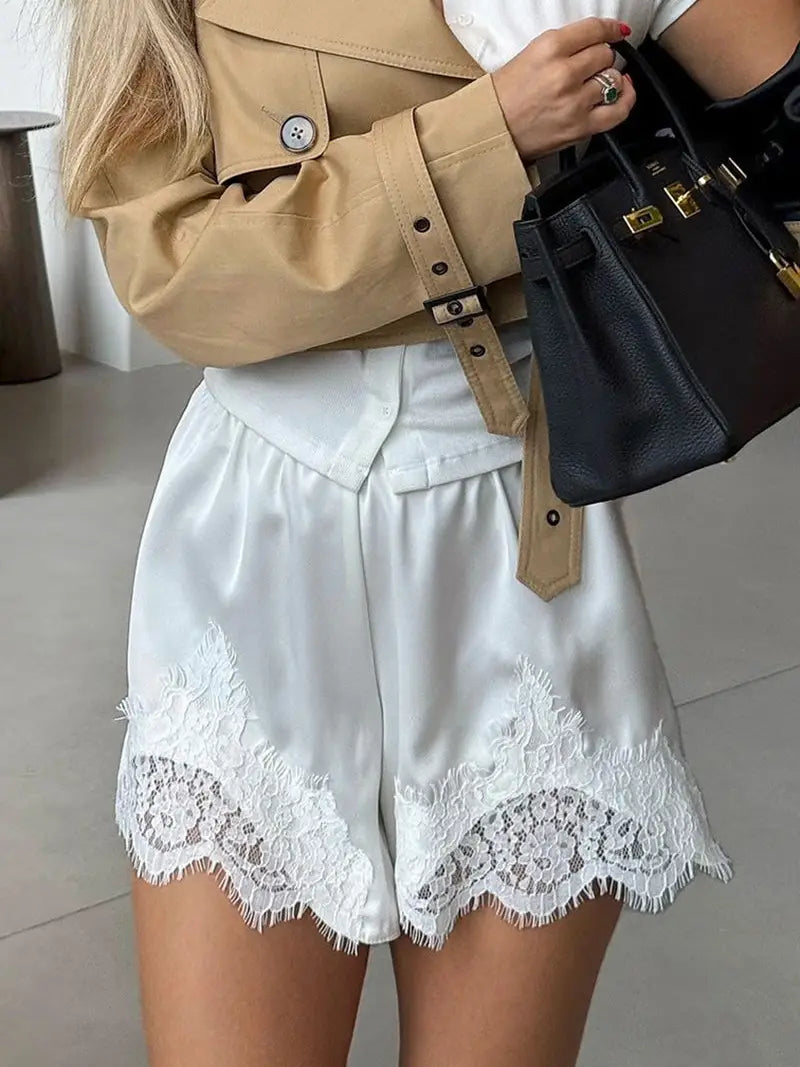 Natalie Lace White Shorts