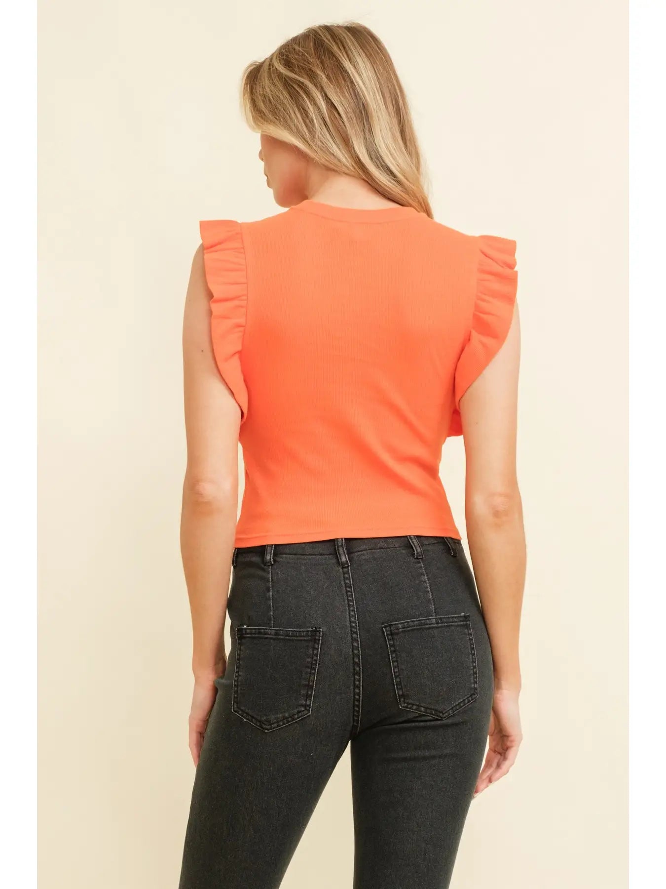 Callan Orange Ruffle Tank