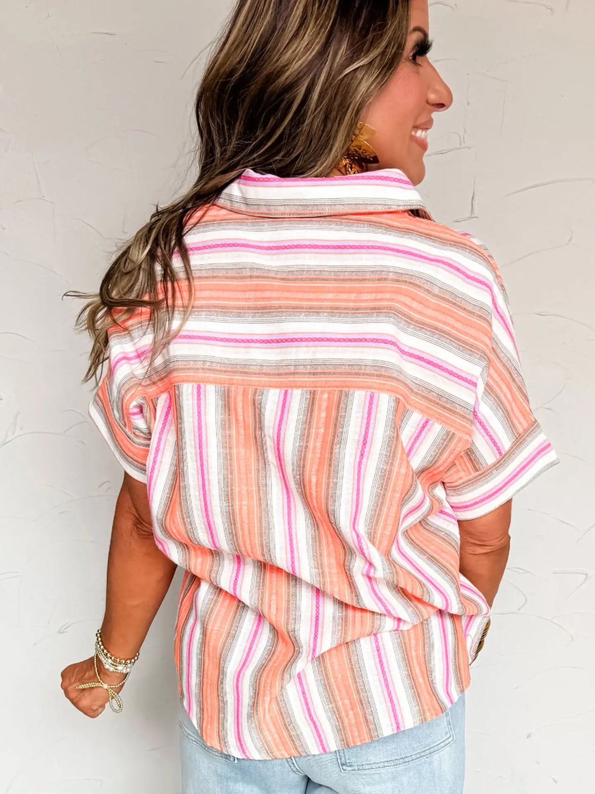 Demi Striped Button Down Top