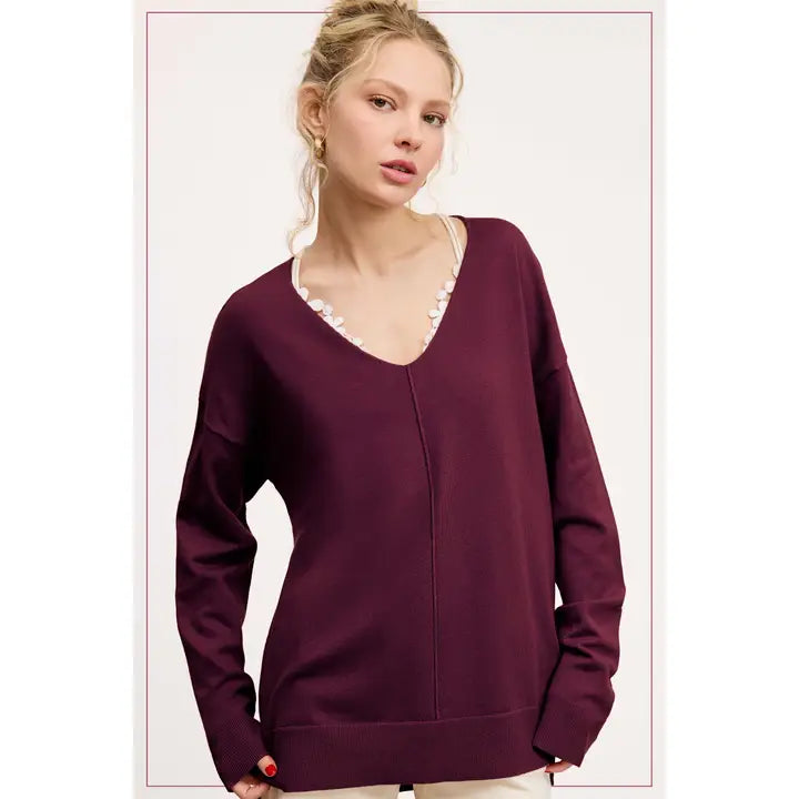 Abby Vneck Lightweight Sweater