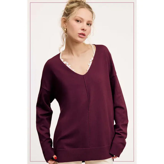 Abby Vneck Lightweight Sweater