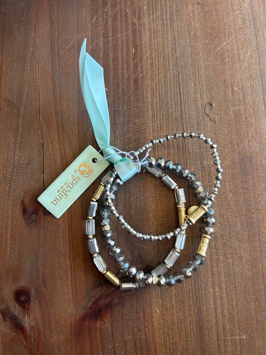 Sparkle Stretch Bracelet Stack Silver