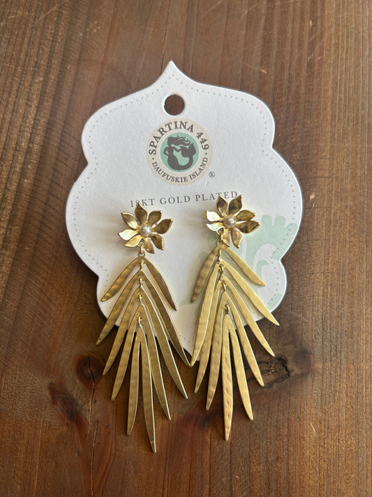 Swaying Frond Earrings Gold