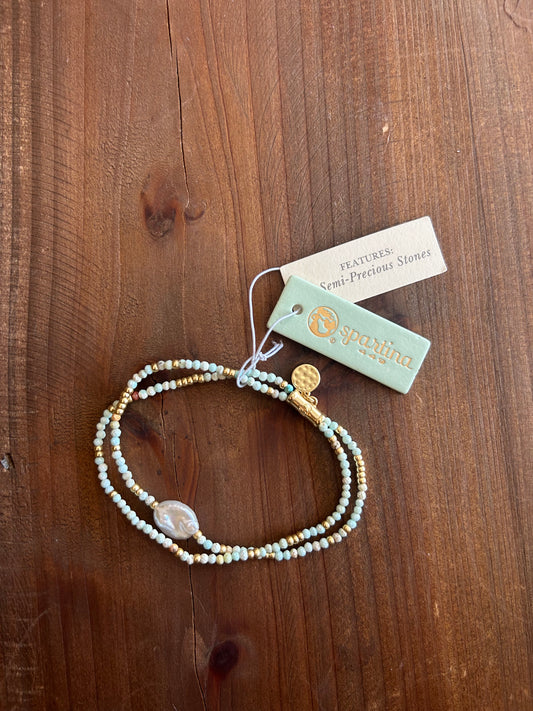 Harmony Stretch Bracelet Light Turquoise/Pearl