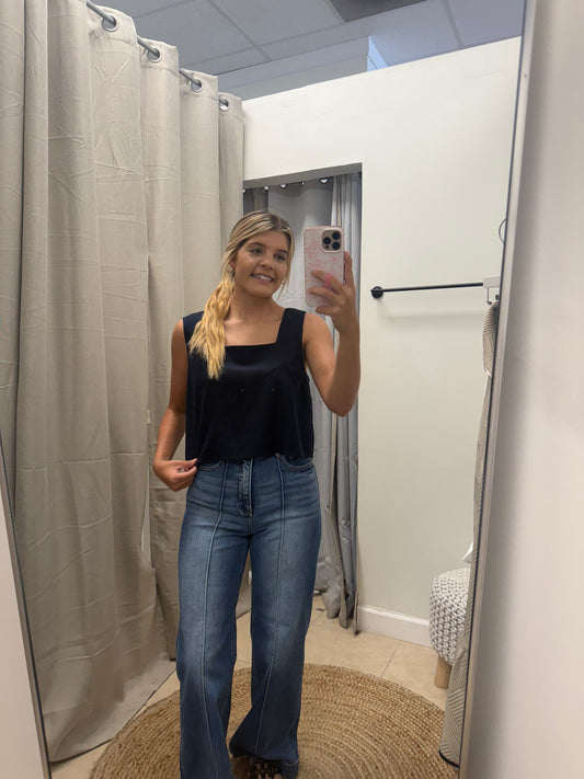 Hamptons Blue Linen Top