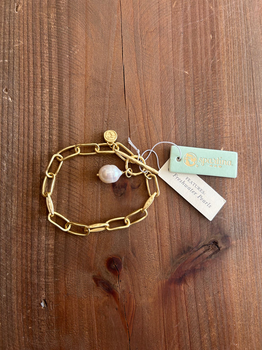 Alodie Toggle Bracelet Gold/Pearl