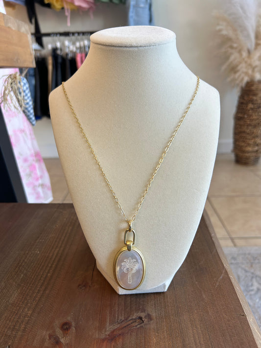 Palmetto Tree Necklace 32" Mother-of-Pearl