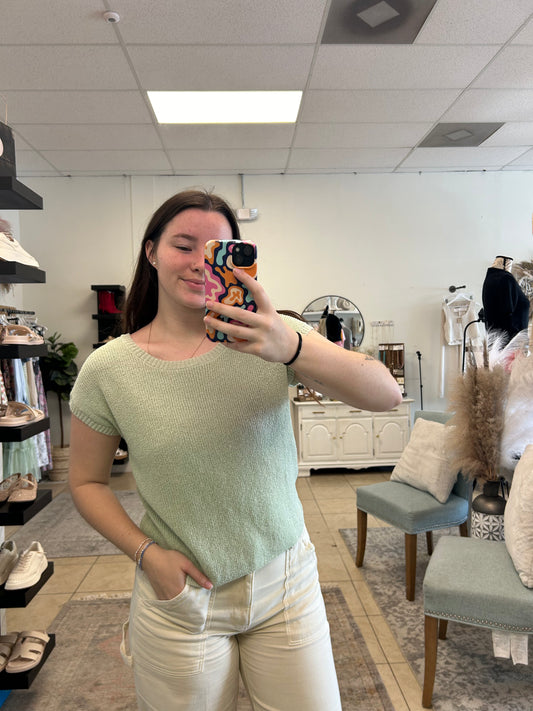 Laine Sage Top With Bow Tie