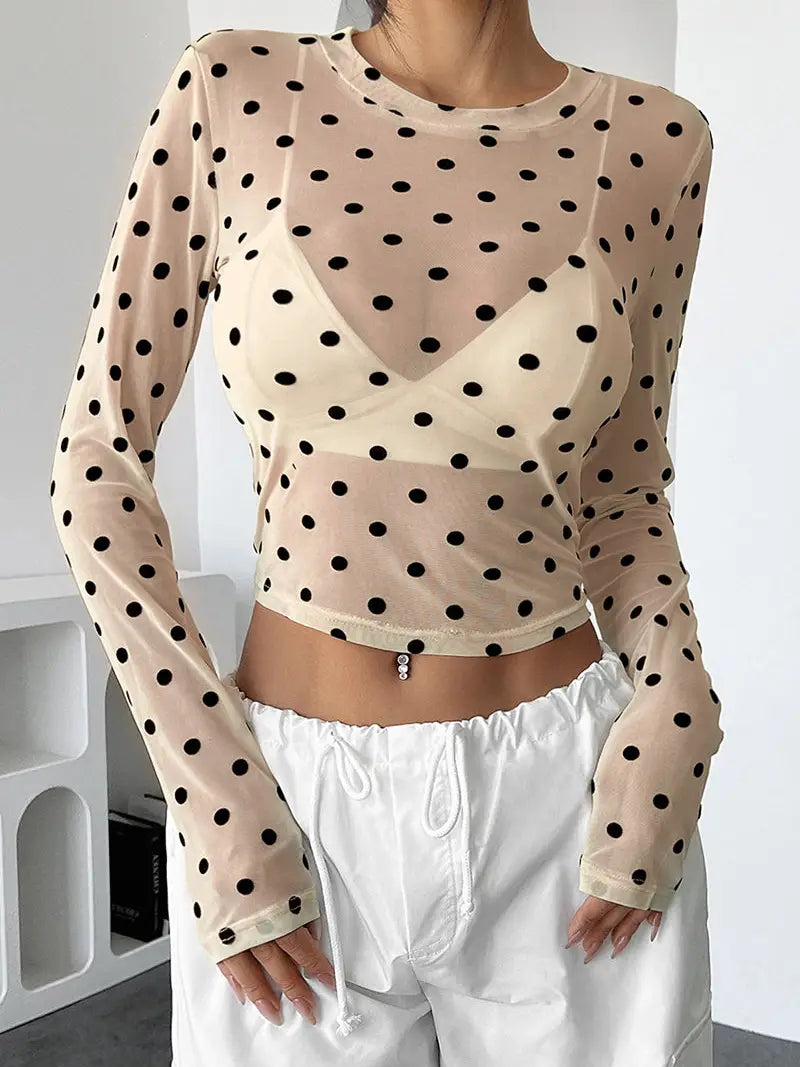 Perfect Polka-dot Mesh Top