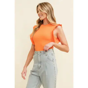 Callan Orange Ruffle Tank