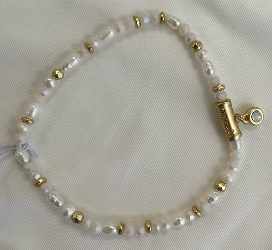 Stretch Bracelet 4mm Sparkly Pearl